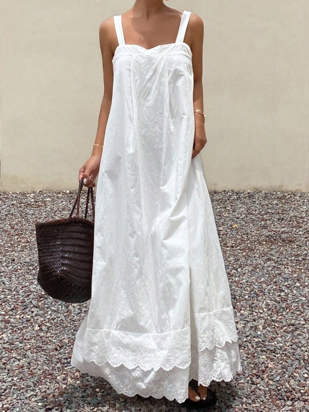 White Casual Women's Loose Dress - Picture 6 of 7